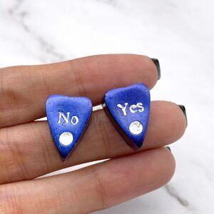 Blue Purple Chrome Ouija Earrings